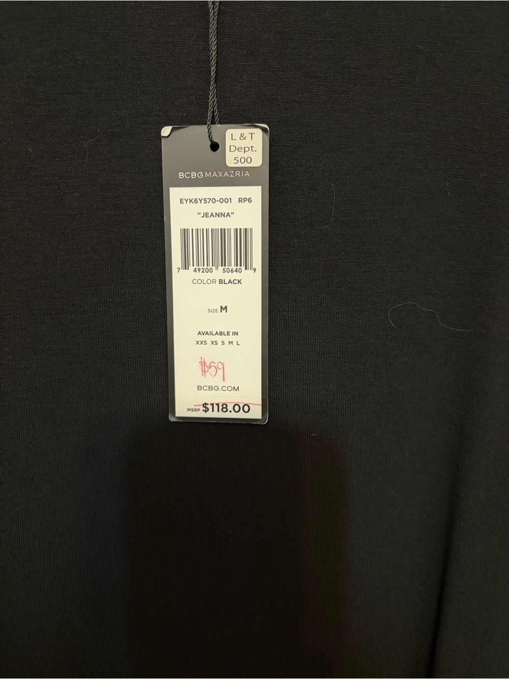BCBG  Black Long Sleeve Swing Dress - Picture 3 of 5